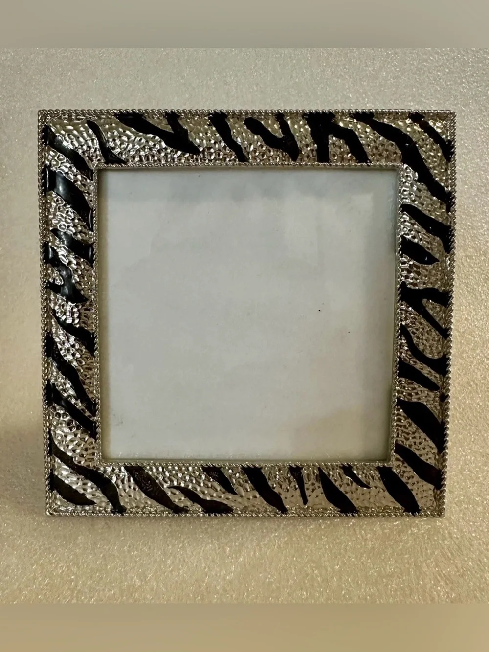 Silver and Black Zebra Accent Square Picture Frame - Premium Home Accent